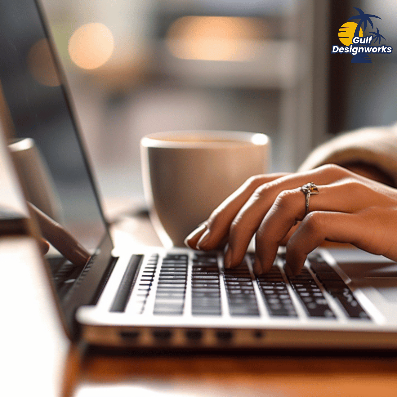 Blog writing and content strategy illustration with laptop and notes.