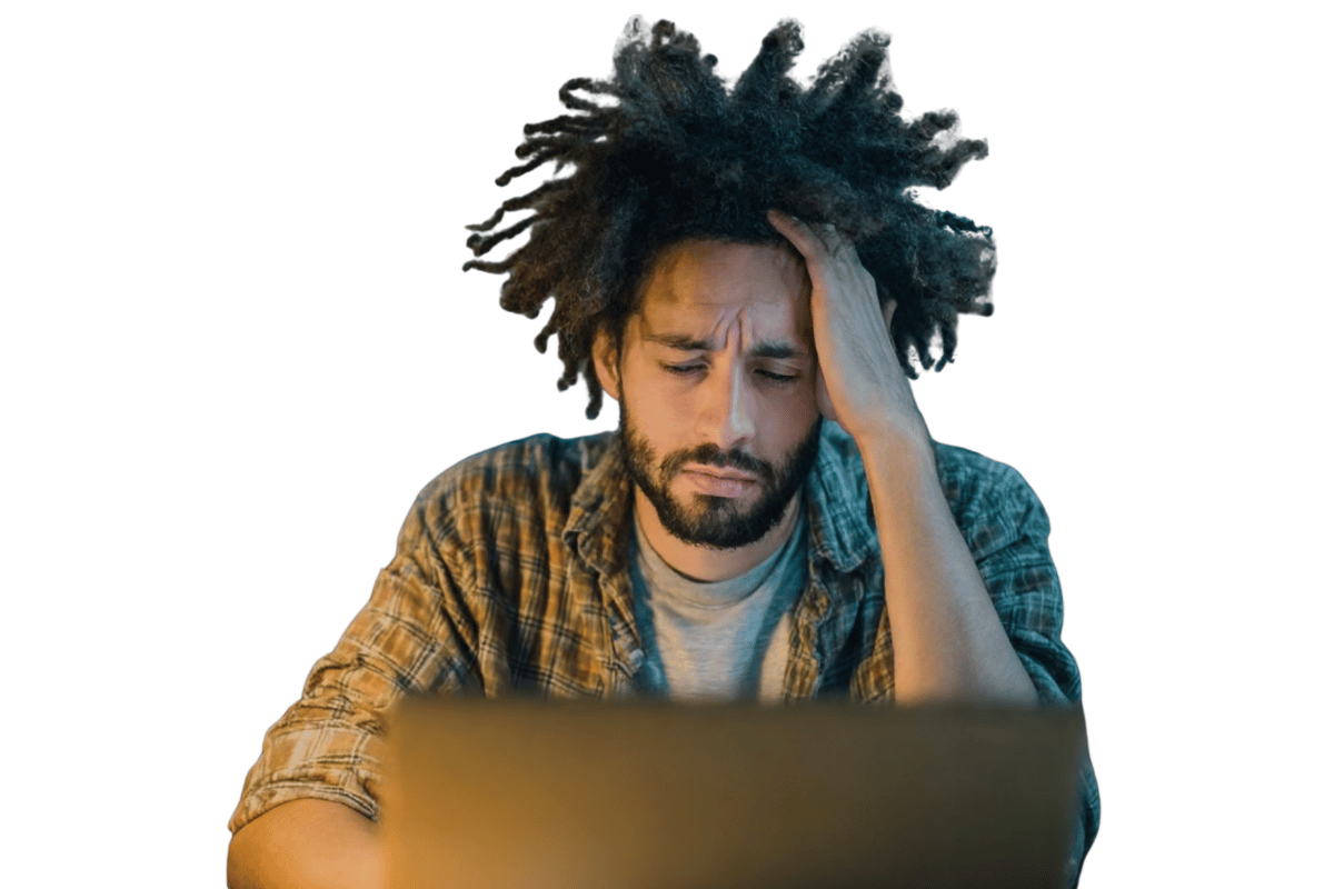 Business owner struggling with outdated website and content strategy.