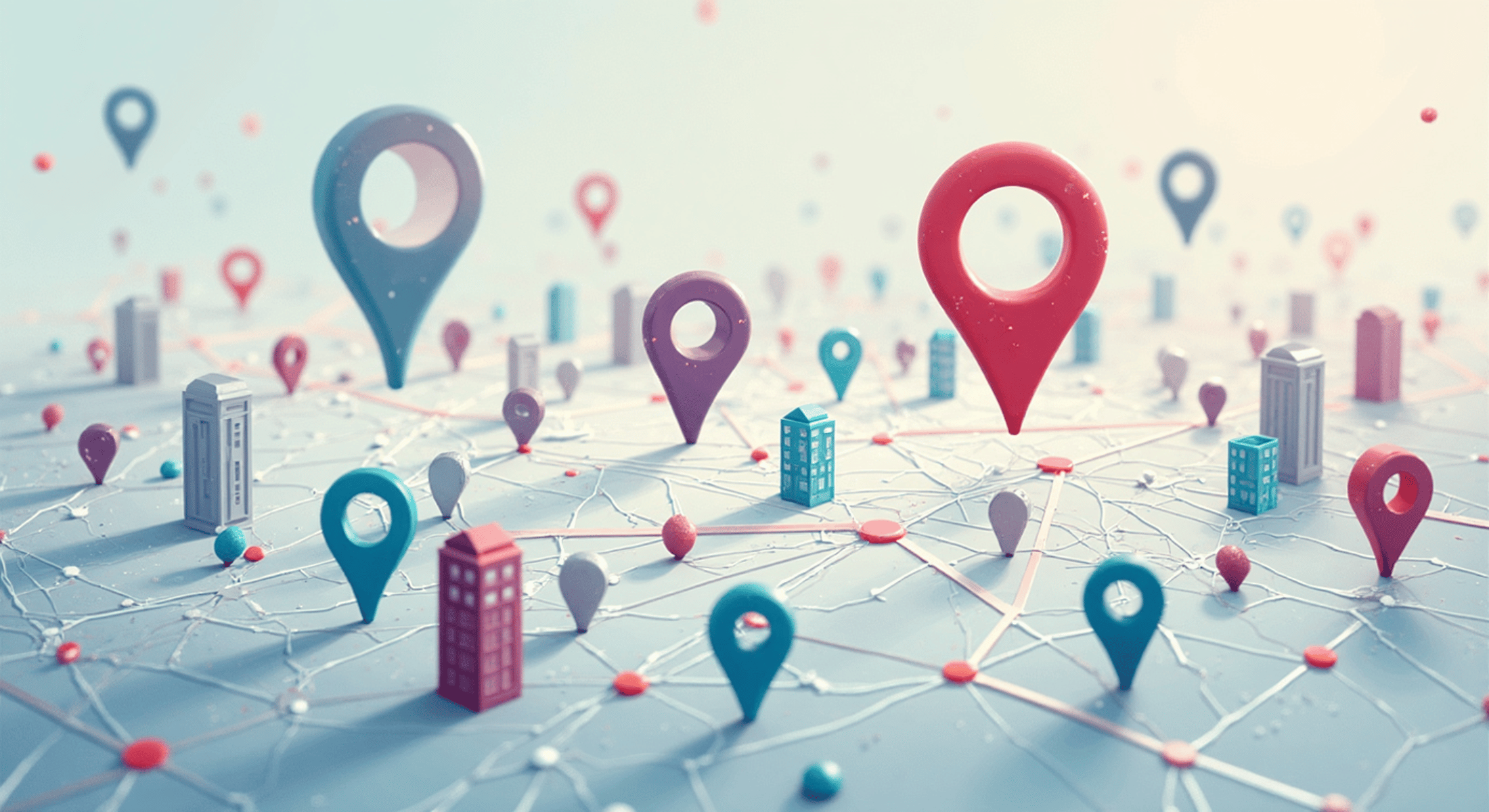 Map pin highlighting a business location in a city map.